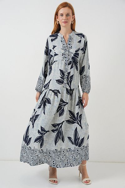 Bigdart Rochie lungă hijab cu model pentru femei 2585 - Albastru - Bleumarin