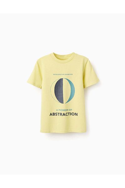 Ziddy Cotton T-shirt with Front Print for Boys 'Abstraction', Yellow