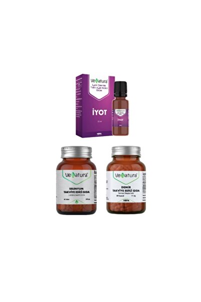 VeNatura سيلينيوم 90 قرص + قطرات يود 25 مل + حديد 17 ملغ 90 كبسولة