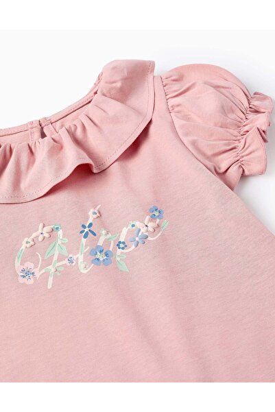 Ziddy Cotton Ruffle T-shirt for Baby Girls 'Hope', Pink
