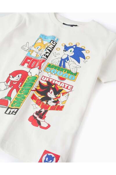 Ziddy Cotton T-shirt for Boys 'Sonic, Knuckles, Shadow, Tails', White