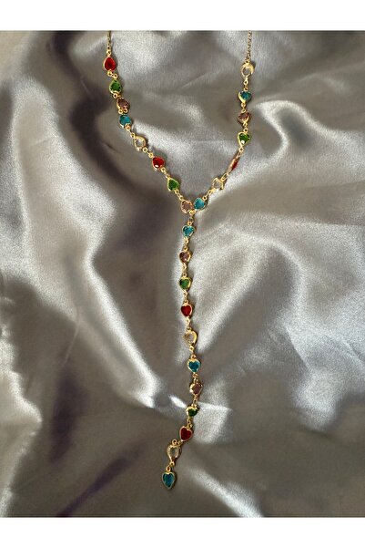 Falco Heart Colored Stone Y Necklace