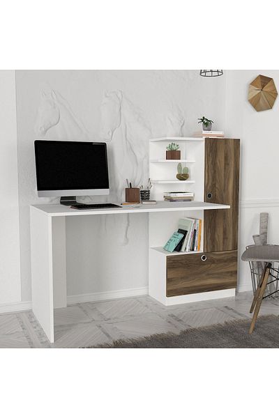 UnicUtil Desk, Smart BrownSpace, UnicUtil, 149.5 x 61.8 x 120 cm, White and Brown, UUDESK26