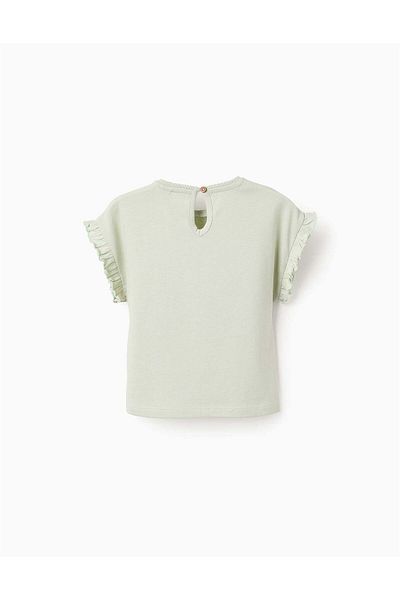 Ziddy Cotton T-shirt with Ruffles for Baby Girls 'Minnie', Green