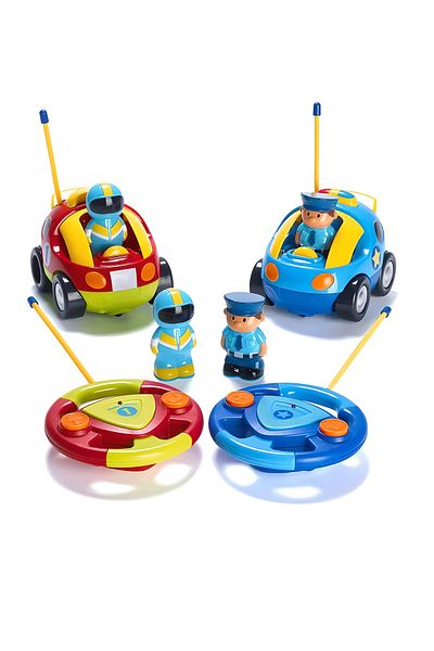 COOYA 2 Pack Cartoon Remote Control Police Cars, Radio Control Toys for Kids, Gifts for Kids