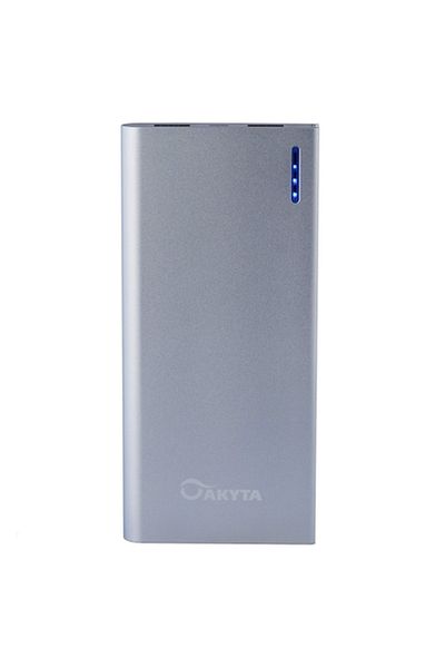 Akyta Baterie externă 12000 mAh, Akyta, carcasă elegantă din aluminiu, argintie, cu LED pentru nivelul de încărcare