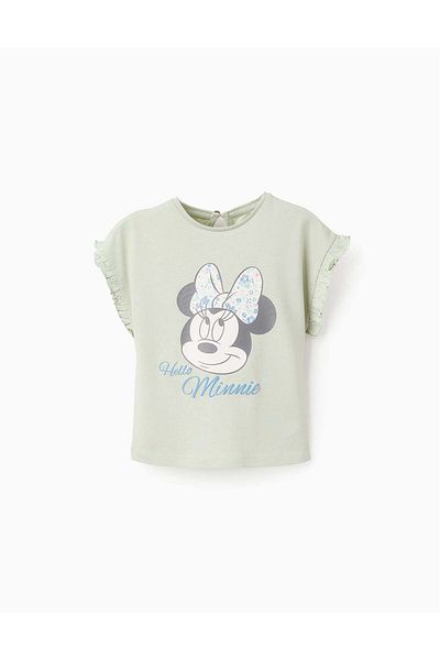 Ziddy Cotton T-shirt with Ruffles for Baby Girls 'Minnie', Green