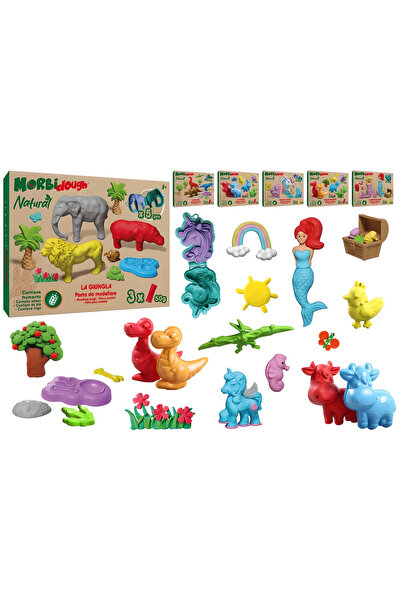 GLOBO Set plastelina tematic pentru copii cu forme si sabloane, 3 culori x 50gr