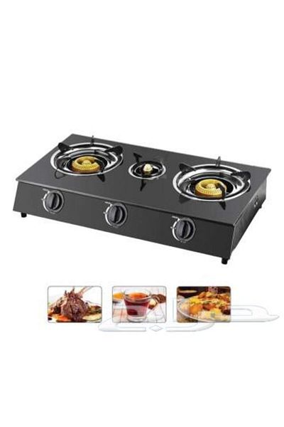 macest Three Burner Gas Stove Auto Ignition with Glass Top