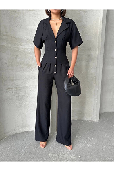 hibiscus Long Linen Jumpsuit S 255059