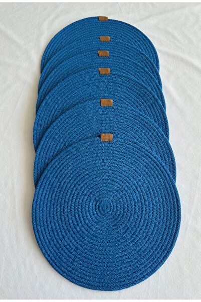 HHKARTS Round Placemat, Table Decor Blue 33cm Set of 6