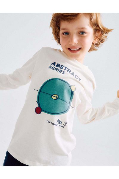 Ziddy Long Sleeve T-Shirt for Boys 'The Abstract Series', Beige