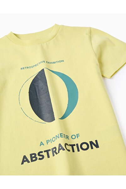 Ziddy Cotton T-shirt with Front Print for Boys 'Abstraction', Yellow