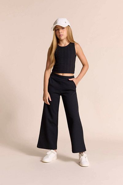 DeFacto Wide Leg Waffle Black Girl's Pants E8293A8/Bk81