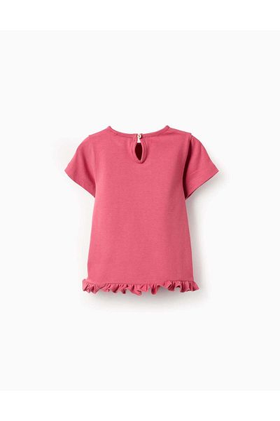Ziddy Cotton T-Shirt With Ruffles For Baby Girls 'Sweet', Pink
