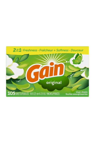 GAIN مناديل تجفيف منعم الأقمشة برائحة أصلية 6.3 × 8.7 بوصة