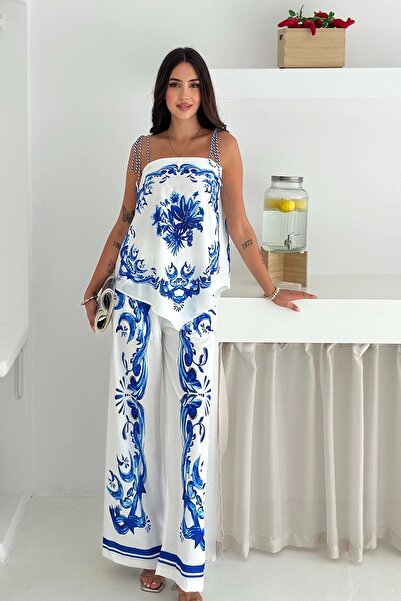 AsprinFashion Costum dublu cu model din țesătură Jessica importat, albastru