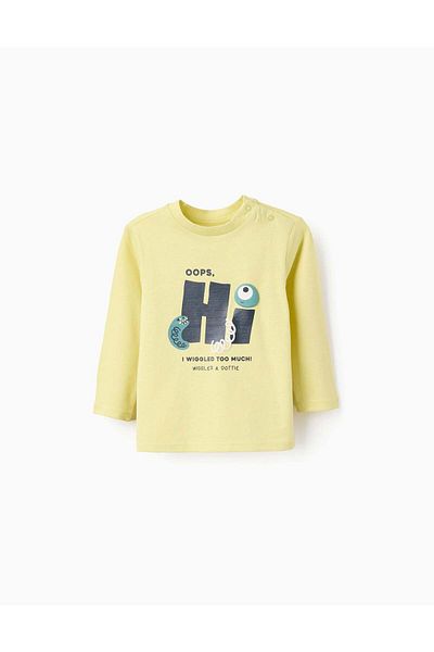 Ziddy Cotton Long Sleeve T-Shirt for Baby Boys 'Dot', Yellow