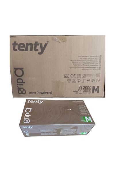 Tenty - Inspection Gloves a Powdered Latex Medium 20 Pack of 100