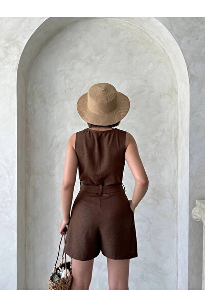 hibiscus Jumpsuit with Belt Shorts