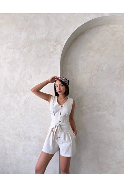 hibiscus Jumpsuit with Belt Shorts