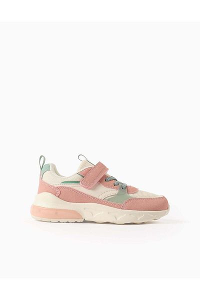 Ziddy Light-up Trainers for Newborn Girls 'Superlight Runner', Pink/Beige