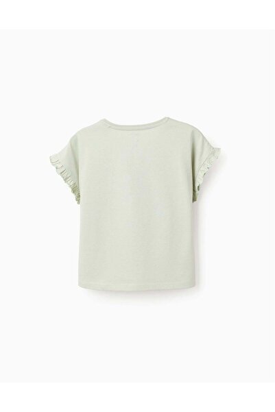 Ziddy Cotton T-shirt with Ruffles for Girls 'Minnie', Green