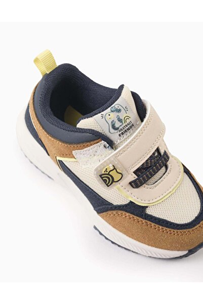 Ziddy Mixed Trainers for Baby Boys 'Abstract', White/Blue/Camel