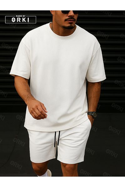 EFFRENATU Orki Power Fit – Oversize White T-Shirt & White Shorts Set
