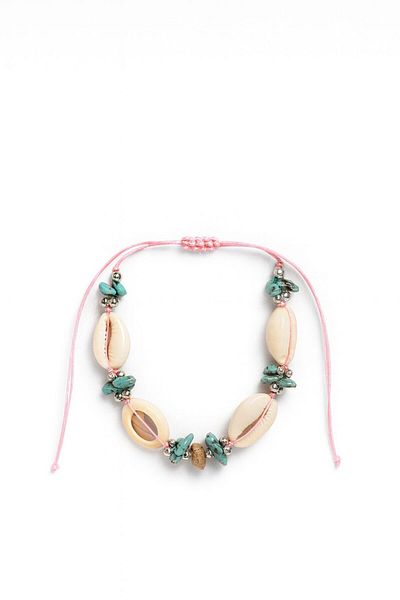 Blusmart Handmade anklet with shells and turquoise stones