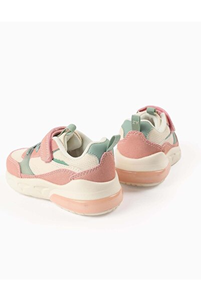 Ziddy Light-up Trainers for Baby Girls 'Superlight Runner', Pink/Beige