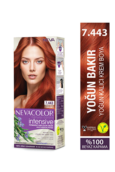 Neva Color INTENSIVE 7.443 YOĞUN BAKIR Kalıcı Krem Saç Boyası Seti