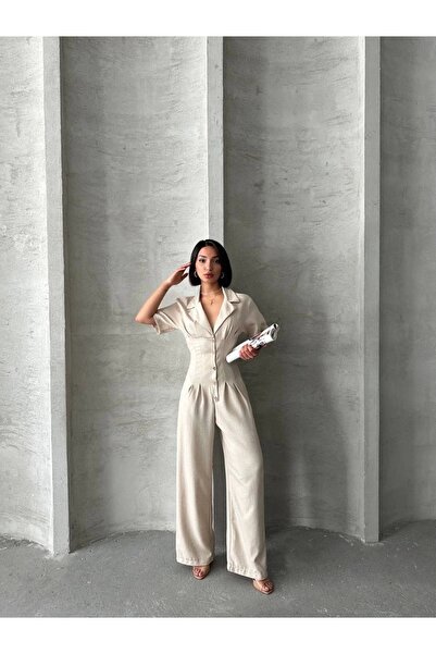 hibiscus Long Linen Jumpsuit S 255059