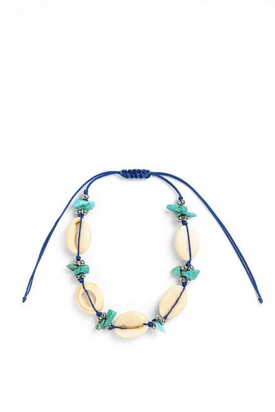 Blusmart Handmade anklet with shells and turquoise stones