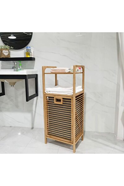 TORQVİTRİN سلة الغسيل المتسخة من تورك مع رف من الخيزران – سلة غسيل من طابقين ...