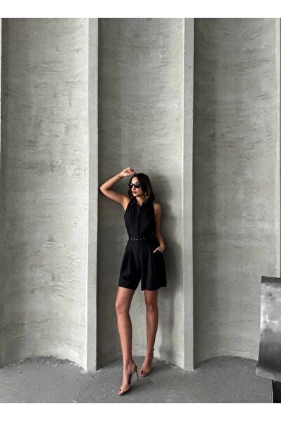 hibiscus Jumpsuit with Collar Shorts