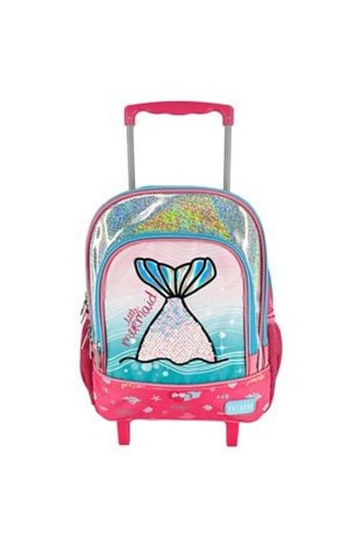 OEM Ghiozdan-Troller Gradinita Roz Ciel Coada Sirena Paiete Magice Glitter - Fanatee
