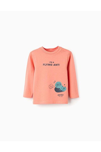 Ziddy Cotton Long Sleeve T-Shirt for Baby Boys 'Ant', Coral