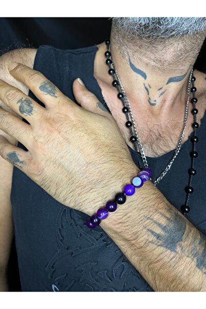 Mos Tespih أساور من حجر العقيق الطبيعي 19 حجرًا