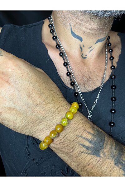 Mos Tespih سوار من حجر العقيق الطبيعي 19 حجرًا