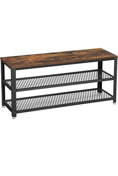 VASAGLE Raft pentru pantofi cu 2 polite, 100x30x45cm, otel, stil industrial, ...