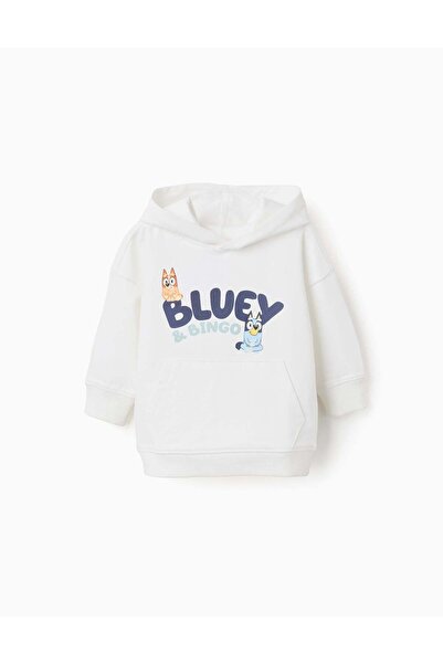 Ziddy Cotton Hoodie for Babies 'Bluey & Bingo', White