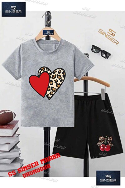 SS SİNSER Tricou cu gât rotund cu imprimeu special „HEART 2LI RED LEOPARD PAT...