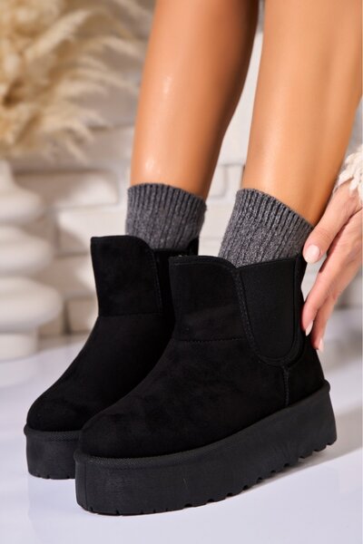 Joana Γυναικείες Μπότες Hazell Μαύρες από Γούνα με Επένδυση από Τεχνητό Σουέτ