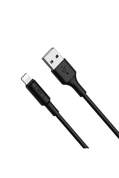 Hoco Cablu de alimentare de date USB-A la Lightning 10W, GEAR Fit, 2A, 1m, Q65, PVC, Închis la culoare