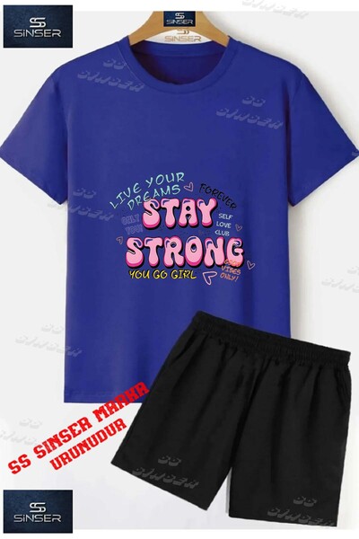 SS SİNSER Tricou cu gât rotund cu imprimeu special „STAY STRONG PINK WRITING“...