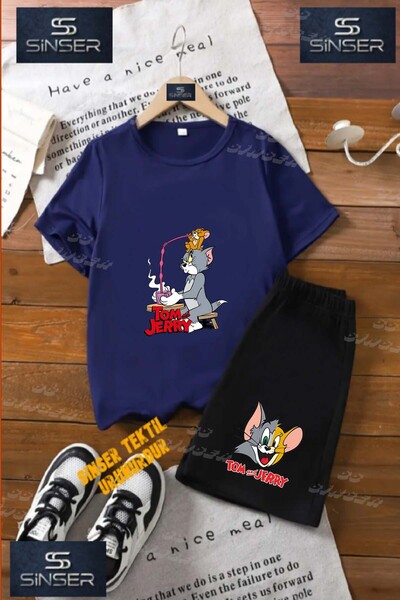 SS SİNSER Children's Unisex “Tom and Jerry Drinking Straw“ Custom Printed Cre...
