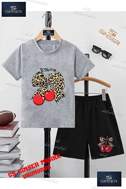 SS SİNSER Tricou cu gât rotund cu imprimeu special „CHERRY LEOPARD RIBBON CHE...