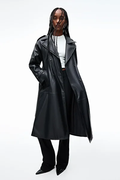 Bershka Faux leather trench coat