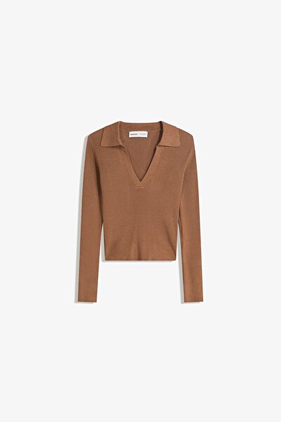 Bershka Ribbed polo collar sweater